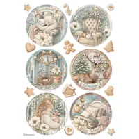 Stamperia White Christmas A4 Rijstpapier Selectie (6 stuks) door Cristina Radovan ( DFSA4XWG)
